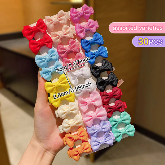 30 colored random bow fabric hair clips suitable for daily use as hair accessories - image 2
