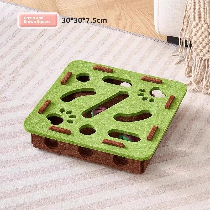 Cat Puzzle Toy Felt Puzzle Box Cat Exercise Toy With Ball Indoor Sports Entertainment Hunting Cat Toys For Indoor Cats - ima…