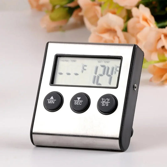 Wireless Digital Food Thermometer with Remote for Kitchen Oven BBQ Grill - Manual Set Temperature Probe Meat Timer - image 2
