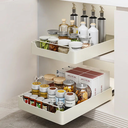 Kitchen Storage metal holdetr with Slide Rails Pull-out Drawer Storage Tray Spice Storage Rack Cabinets Organizer - image 3