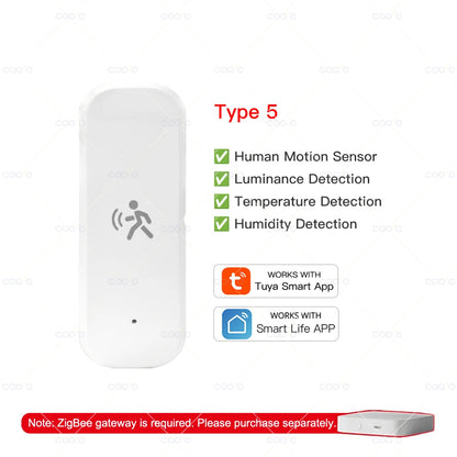 Zigbee 10G MmWave Radar Motion Sensor Human Detector with Illuminance Temperature Humidity Sensor Support Tuya Zigbee2MQTT -…