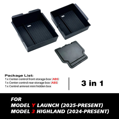 TEKSY 1/2/3/4/6/7/8pcs For Tesla New Model Y 2025 2026 Juniper ABS with Silicone Non-slip Mat Console & Armrest Storage Box…