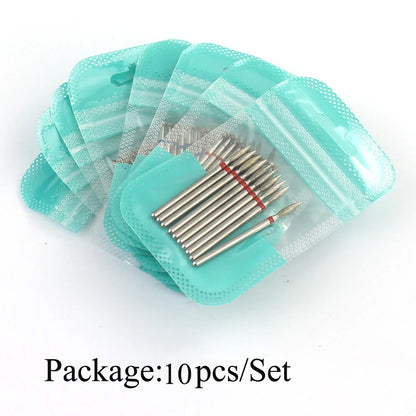 10pcs Diamond Milling Cutter Nail Drill Bits Set For Manicure Accessory Pedicure Eletric Machine Nail Bit Brush Burr Tools -…