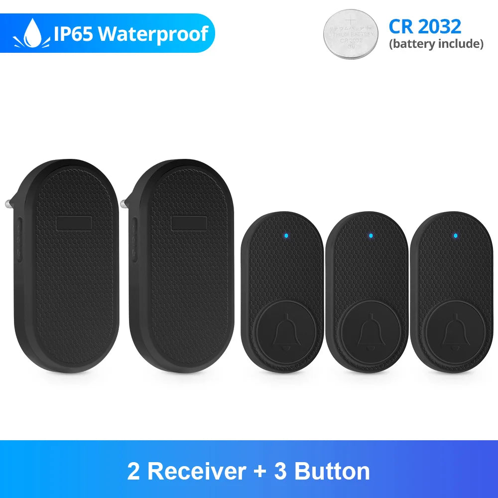 Fuers Wireless Doorbell Waterproof Button Welcome Chime Home Door Bell Intelligent 32 Songs Smart Melodies Alarm With Batter…