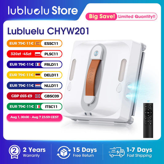 Lubluelu Robot Window Washer 8-Layer Safety Protection 9000Pa Suction Intelligent Path Edge Cleaning Home Glass Cleaning Rob…