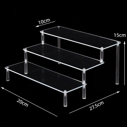 1-5 Tier Acrylic Display Stand Clear Display Riser Rack for Cupcake Perfume Doll Décor Organizer Amiibo Funko POP Figures DC…