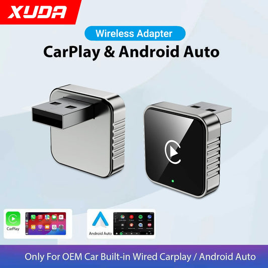 XUDA 2 in 1 Wired to Wireless CarPlay Android Auto Adapter for OEM Car Stereo With USB Dongle Mini Box Plug and Play Bluetoo…