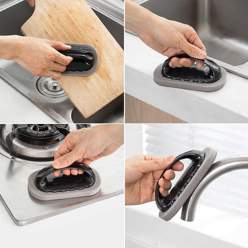 Magic Emery Sponge Brush Wipe Eraser Cleaner Kitchen Bath Rust Strong Decontamination Cleaning Tools With Handle Household T…