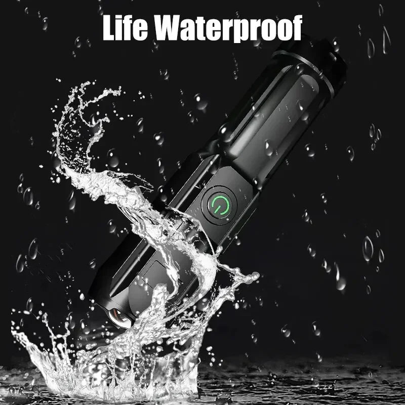 Powerful LED Flashlight Rechargeable USB Built-in Lithium Battery Waterproof Zoom Fishing Hunting Camping Tactical Flashligh…