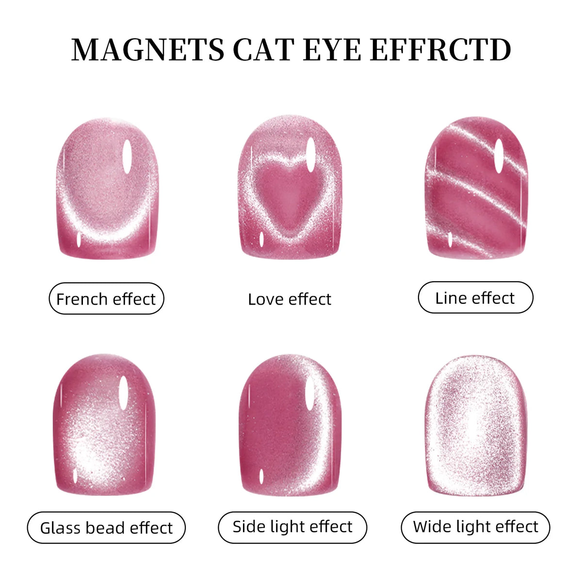 1Pcs 3-In-1 Heart Shape Cat Eye Nail Art Magnet Double Line Moon Snake French Magnet Pen for Magnetic Gel Polish Manicure To…