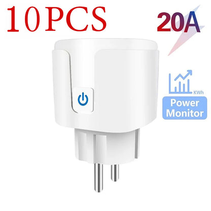 WiFi Smart Plug 16A/20A EU Smart Socket With Power Monitoring Timing Function Works with Tuya Smart Life App Voice Control -…