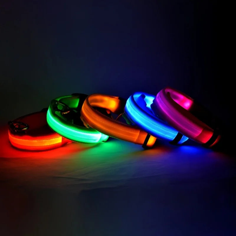 Nylon LED Night Safety Flashing Glow In The Dark Dog Leash Dogs Luminous Fluorescent Pet Dog Collar - image 6