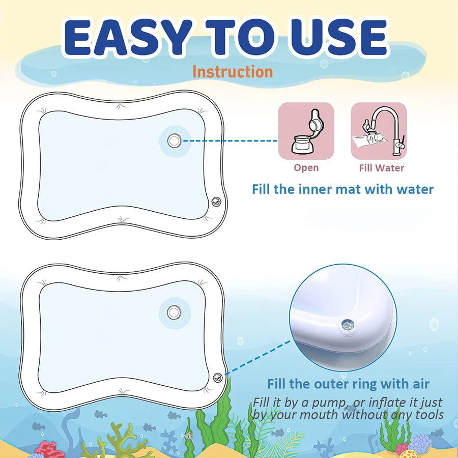 Baby Water Play Mat Inflatable Cushion PVC Infant Tummy Time Toddler Water Pad For Kids Early Education Developing Activity…