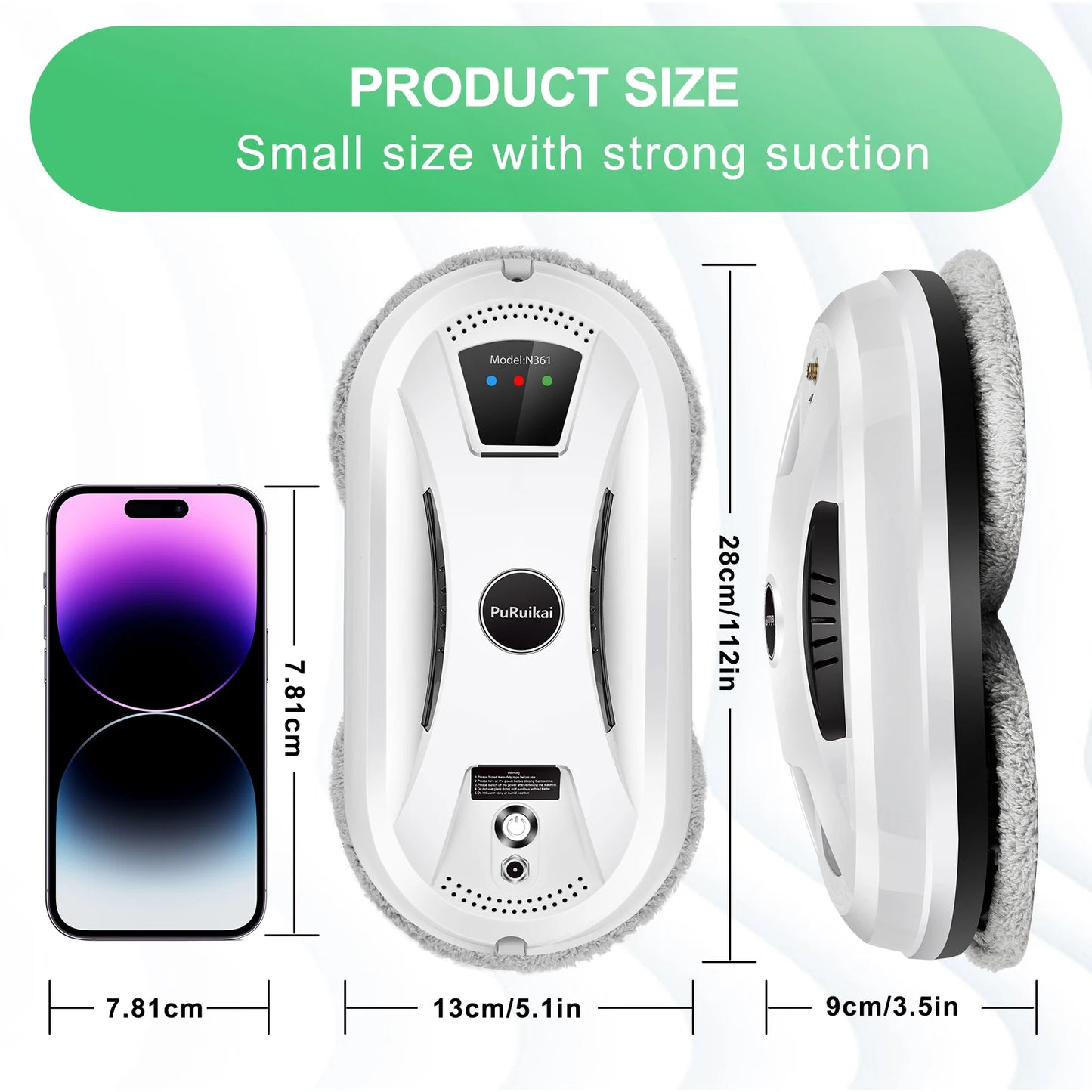 PuRuiKai Home Window Cleaning Robot Smart Window Glass Vacuum Cleaner One-key Glass Wall Cleaning Machine - image 5