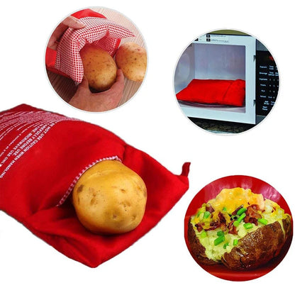 Microwave Potato Bag Reusable Express Microwave Potato Cooker Bag Baked Potato Cooker Perfect Potatoes 4 Minutes Red Baked P…