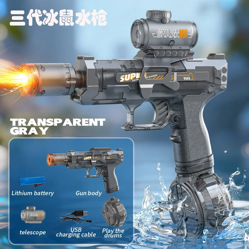 Simulated Firing and Recoil Electric Water Gun Toys Children Automatic Sensor Lights Water Pistol Summer Outdoor Beach Kids…