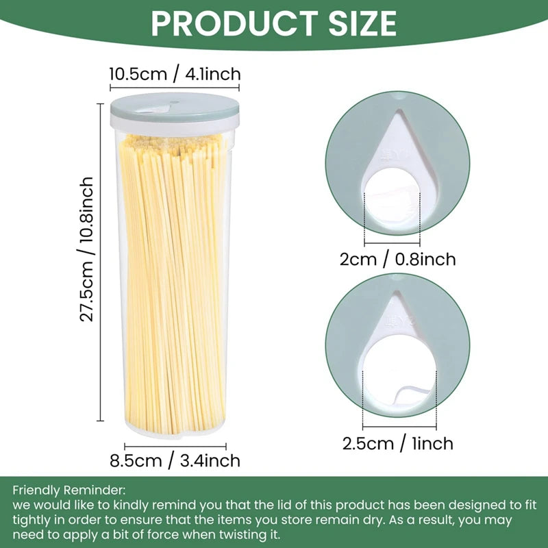 1pc Noodles Sealed Can Food Storage Spaghetti Noodle Pasta Container With Locking Lid Food Grade Plastic Kitchen Storage - i…