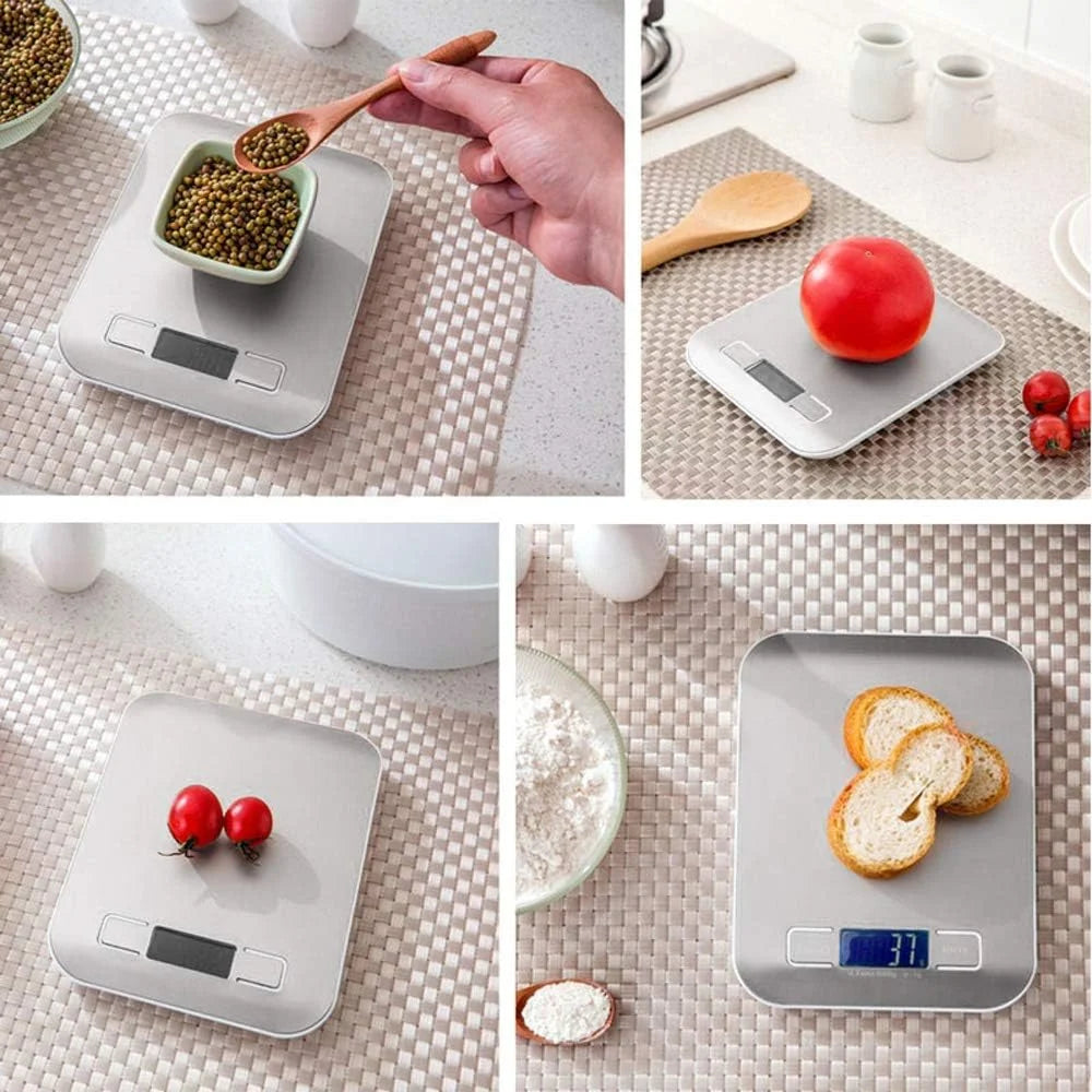 Digital Kitchen Scale 10/5kg-1g LED Display Stainless Steel Panel Electronic Scales for Home Food Snacks Weighing Baking Too…