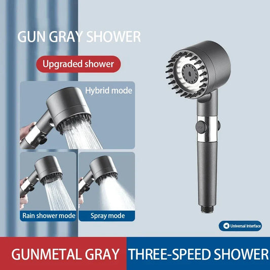 High Pressurized Filter Shower Head 3-mode Adjustable Spray with Massage Brush Rain Faucet Bathroom Accessories - image 2