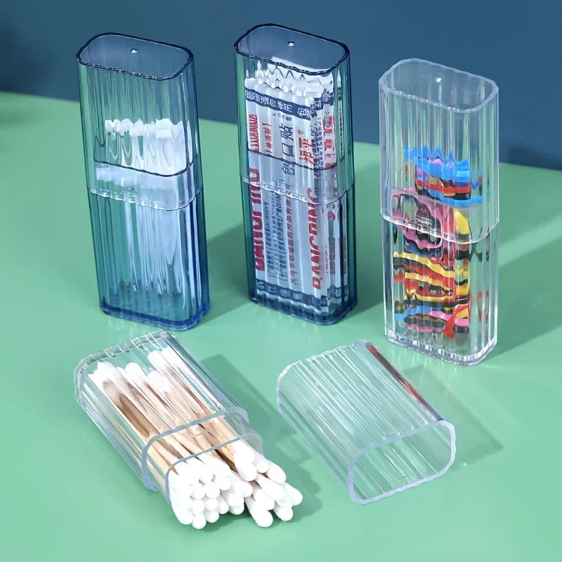 1pc Portable Transparent Storage Box, Practical Toothpick Cotton Swab Case for Travel or Business Trip - image 3