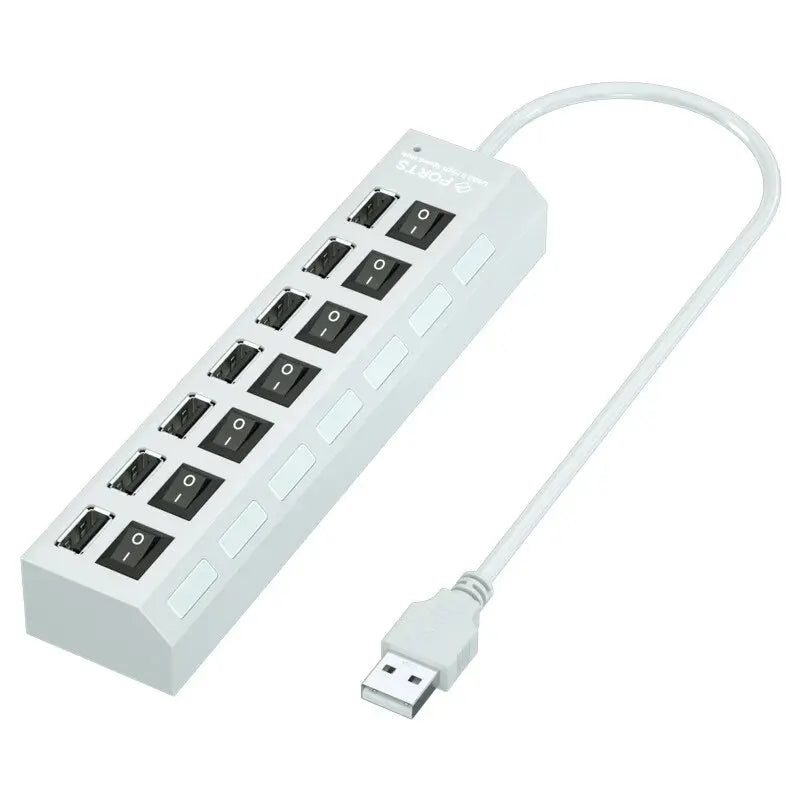 High Speed 4/7 Ports USB HUB 2.0 Adapter Expander Multi USB Splitter Multiple Extender with LED Lamp Switch for PC Laptop -…