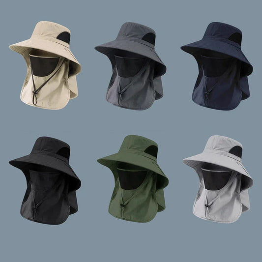 Summer Sun Hats UV Protection Outdoor Hunting Fishing Cap For Men Women Hiking Camping Visor Bucket Hat Neck Flap Fisherman…