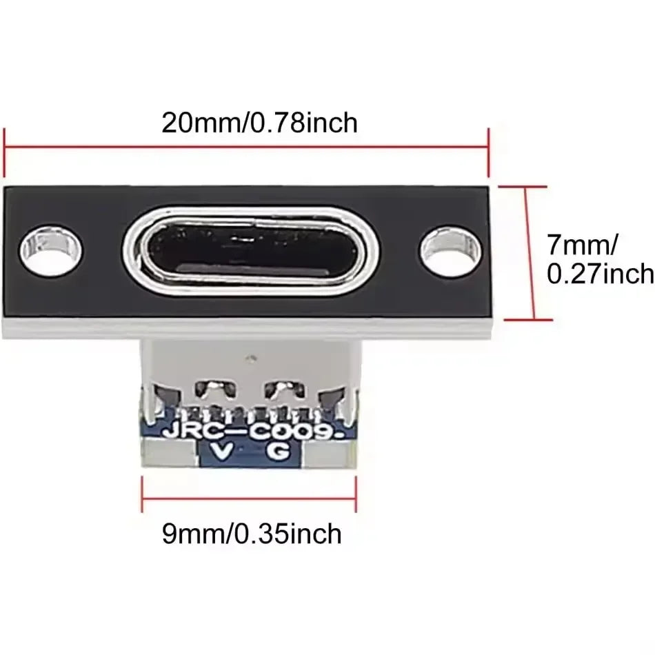 5/20Pcs USB Jack 3.1 Type-C 2Pin 4Pin Female Connector Jack Data Charging Port Small Electrical Charging Base with Fixing Pl…