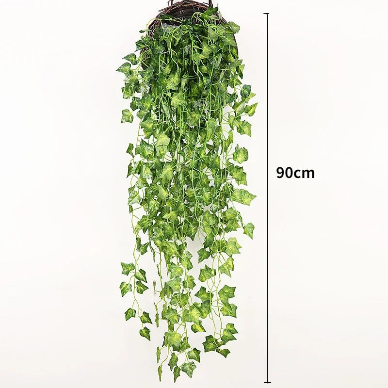 90cm Artificial Plant Vine Home Decoration Hanging Plastic Leaf Grass Garland Outdoor Wedding Party Decorations Fake Rattan…