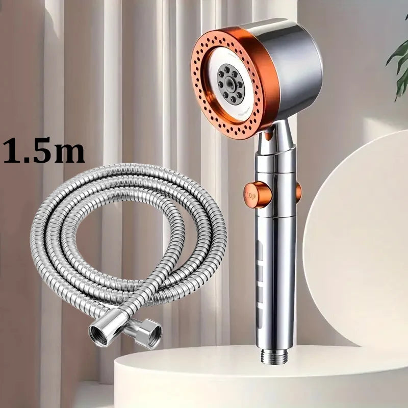 New High Pressure Water Saving Filter Shower Head 5 Modes Handheld Shower Head One Button Stop Bathroom Accessories Set - im…