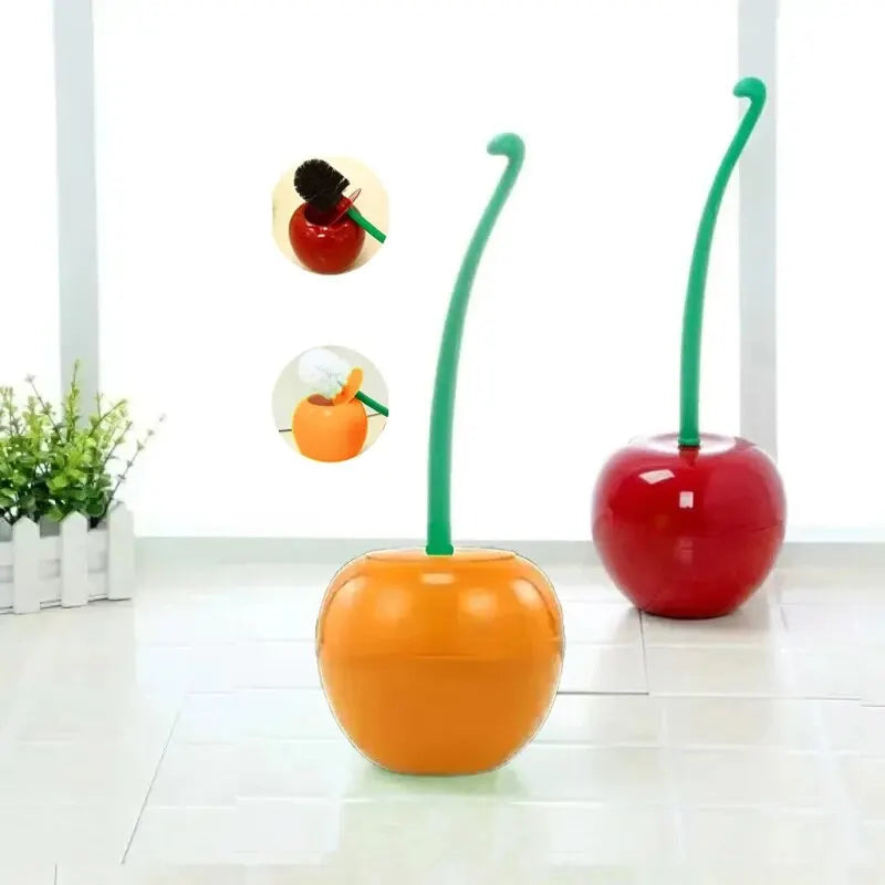 1pc Red Toilet Brush Creative Lovely Cherry Shape Lavatory Toilet Brush Holder Set Toilet Holder Bathroom Accessories - imag…