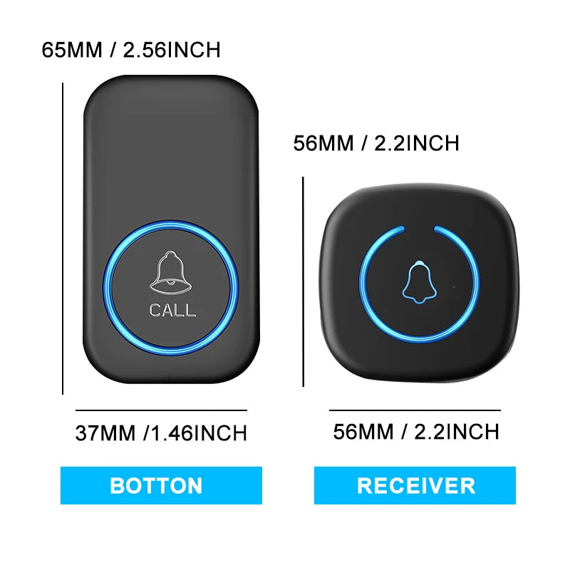 Wireless Doorbell IP44 Waterproof Smart Home Welcome Door Bell 300M Range 60Songs Intelligent Home Chime Bell Kit US/EU Plug…