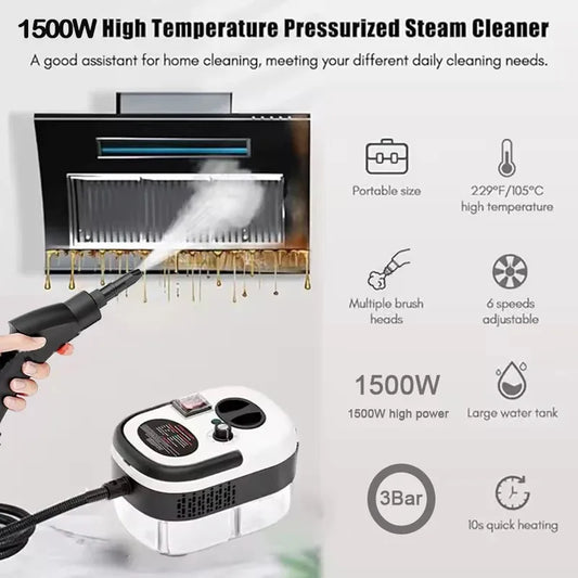 Portable Handheld Steam Cleaner High Temperature Pressurized Steam Cleaning Machine With Brush Heads For Kitchen Car - image…