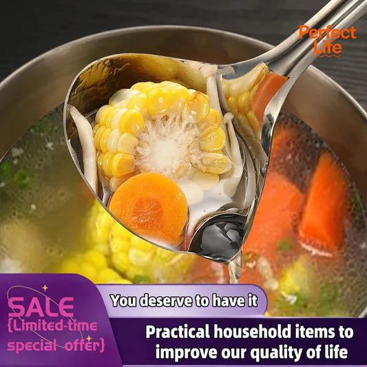1/2Pcs Stainless Steel Soup Fat Oil Separator Ladles Skimmer Spoon Soup Colander for Kitchen with Heat Insulation Anti-scald…