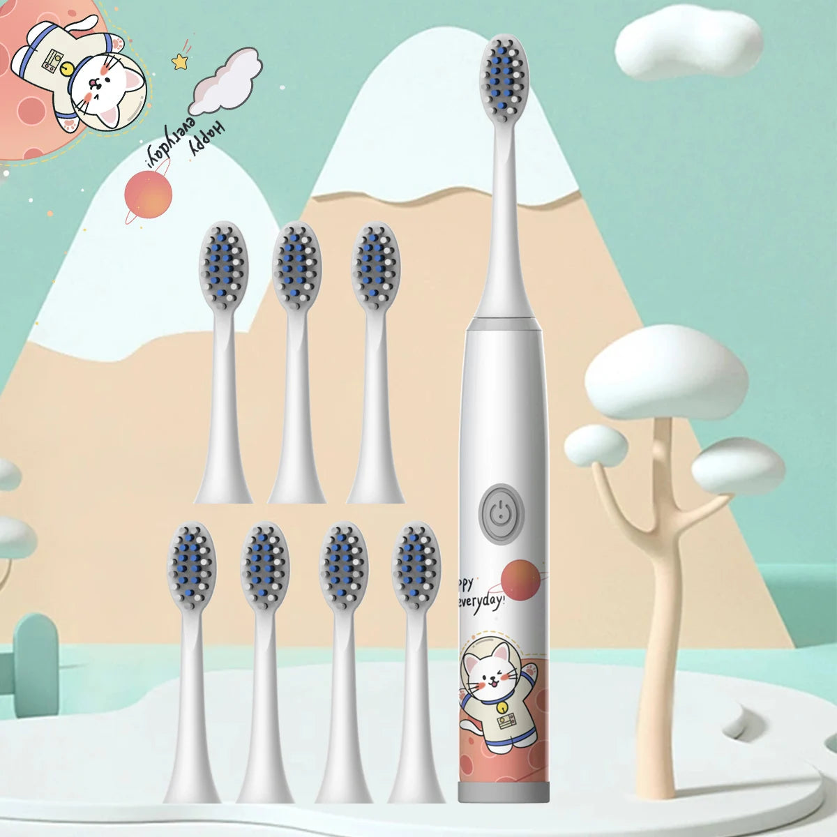 Children's Electric Toothbrush Color Cartoon Space Series Children's Soft Hair Cleaning Brush (Battery Not Included) - image…