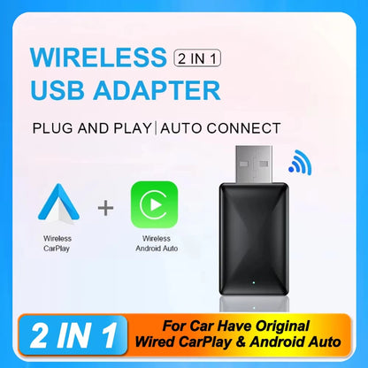 XUDA 2 in 1 Wired to Wireless CarPlay Android Auto Adapter for OEM Car Stereo With USB Dongle Mini Box Plug and Play Bluetoo…