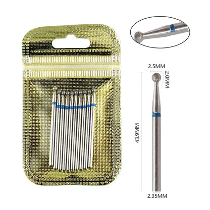10pcs Diamond Milling Cutter Nail Drill Bits Set For Manicure Accessory Pedicure Eletric Machine Nail Bit Brush Burr Tools -…