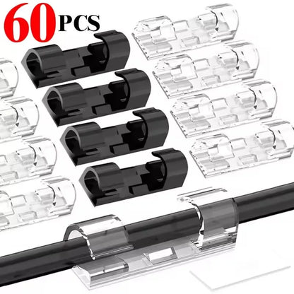 Cable Clips Organizer Drop Wire Holder Cord Management Self-Adhesive Cable Manager Fixed Clamp Wire Winder For Home Office C…