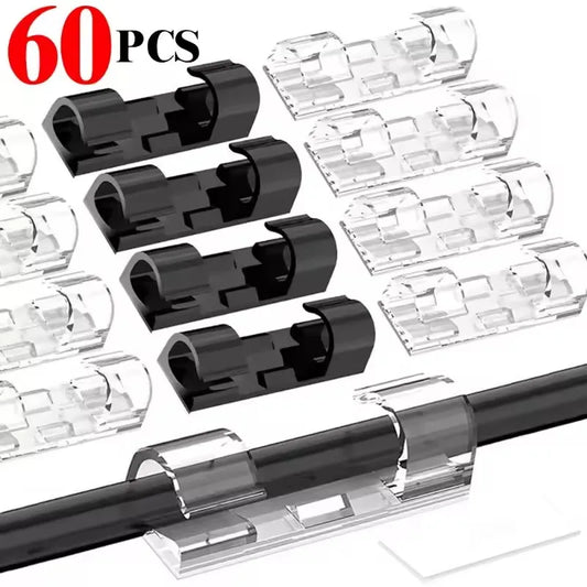 Cable Clips Organizer Drop Wire Holder Cord Management Self-Adhesive Cable Manager Fixed Clamp Wire Winder For Home Office C…