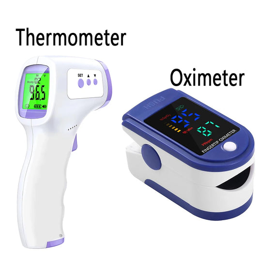 Digital Infrared Thermometer Forehead Body Non-Contact Fever Thermometers Or Medical Portable Finger Pulse Oximeter Blood Ox…