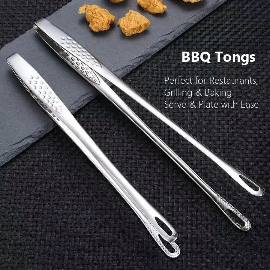 Long Stainless Steel Kitchen Tongs Non-Slip Heat Resistant BBQ Grill Tongs for Steak Seafood Buffet Salad Cooking Tools - im…