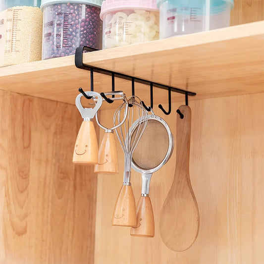 Multifunction 6 Hook Coffee Cup Mug Holder Black White Hooks Shelf Multifunction Kitchen Cabinet Sundries Organizer Storage…