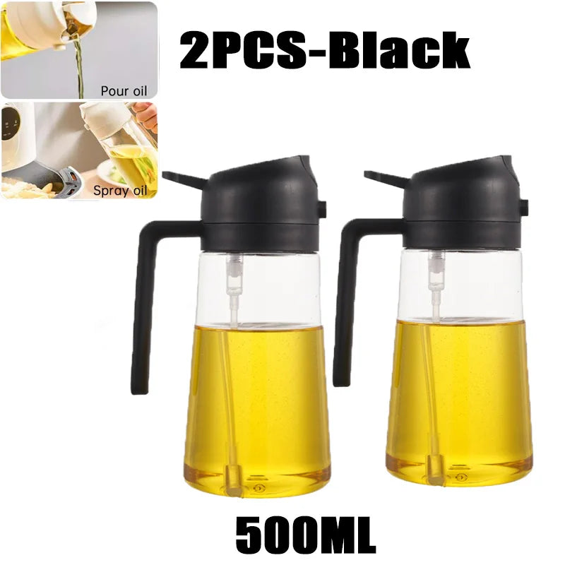 2in1 500ml Plastic Kitchen Oil Sprayer Spray Oil Olive Spray Bottle for Oil Dispenser BBQ Baking Roasting Picnic Kitchen Too…