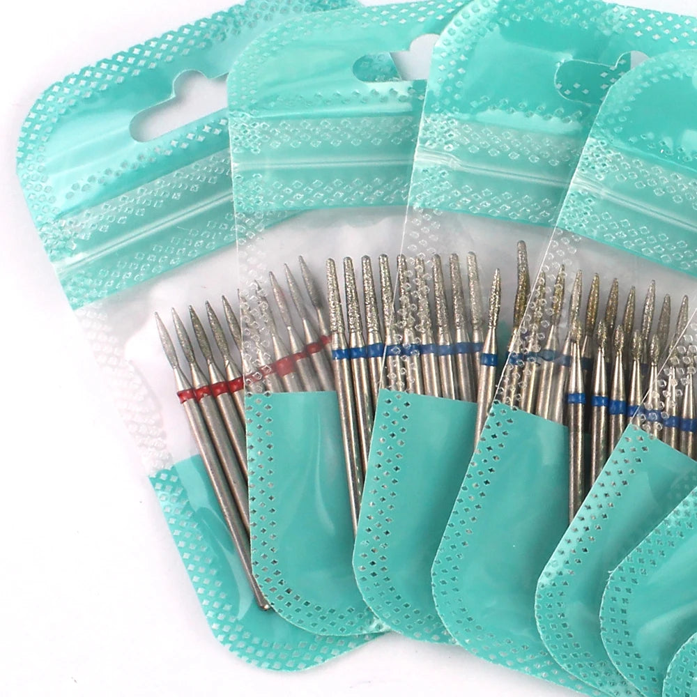 10pcs Diamond Milling Cutter Nail Drill Bits Set For Manicure Accessory Pedicure Eletric Machine Nail Bit Brush Burr Tools -…
