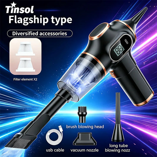 TINSOL Wireless Vacuum Cleaner, Dual-Use for Home and Car, With Display, Suitable for Cleaning Carpets, Sofas, and Car Inter…