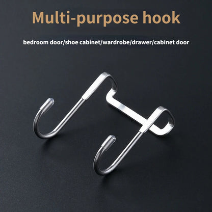 304 Stainless Steel Hook Free Punching Double S-Shape Hook Kitchen Bathroom Cabinet Door Back Type Coat Towel Storage Hanger…