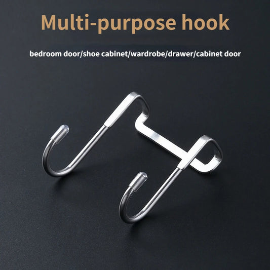 304 Stainless Steel Hook Free Punching Double S-Shape Hook Kitchen Bathroom Cabinet Door Back Type Coat Towel Storage Hanger…