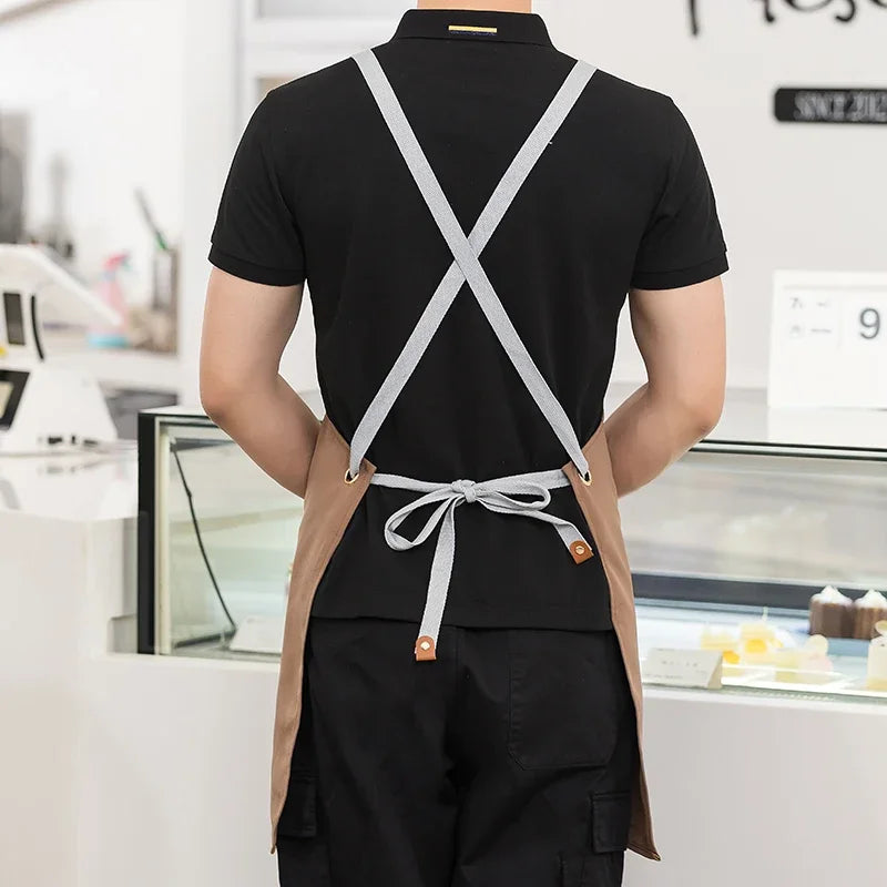 Customized Canvas Apron with Logo Custom for Nail Art Baking Coffee Bubble Shop Barber Canvas Waterproof Work Uniex Clothes…