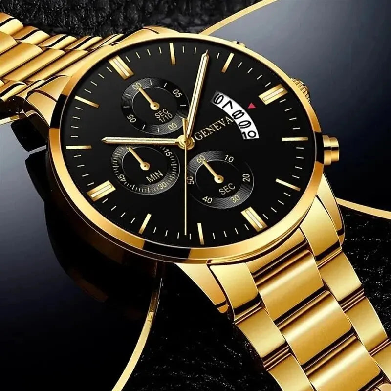 Fashion Men Stainless Steel Watch Luxury Calendar Quartz Wrist Watch Mens Business Watches for Man Clock Montre Homme - imag…