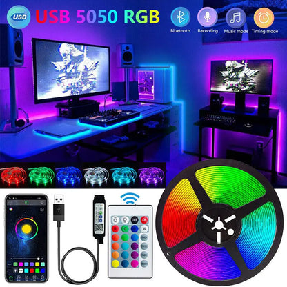 Bluetooth LED Strip Lights Smart SMD 5050 APP Remote Control Flexible Ribbon Diode Lamp Tape TV Backlights Game Room Home De…