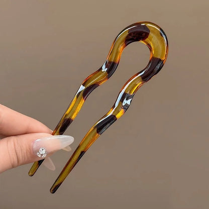 U-Shaped Hair Fork Fashion Tortoiseshell Acetate Acrylic Hairpin Geometric Headwear Hair Sticks Women Girls Hair Accessories…